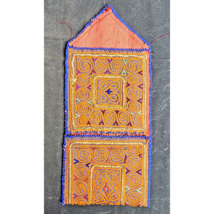Kuchi Embroidered Pouch Wallet Afghan Handmade Beaded Orange Swirls